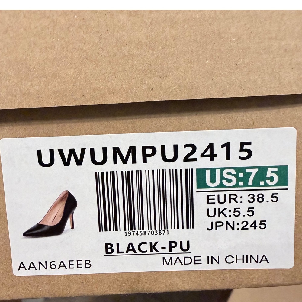 Burudani Womens Pointed Toe Pumps Black Faux Leather Stiletto Heels Sz 7.5 New - Picture 10 of 14